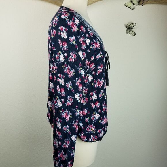 Crave Famous cross front tasseled floral boho top - Picture 2 of 7